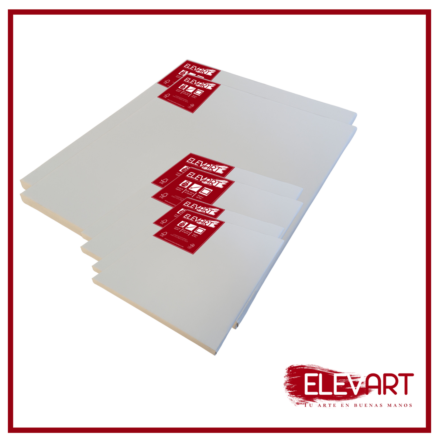 ¡Quedan 4 Unidades! Pack Profesional de 6 Lienzos: 2 Lienzos de 100x80cm + 2 Lienzos de 60x30cm + 2 Lienzos de 40x30cm en madera de 47x16mm + lienzo algodón 350gr/m2