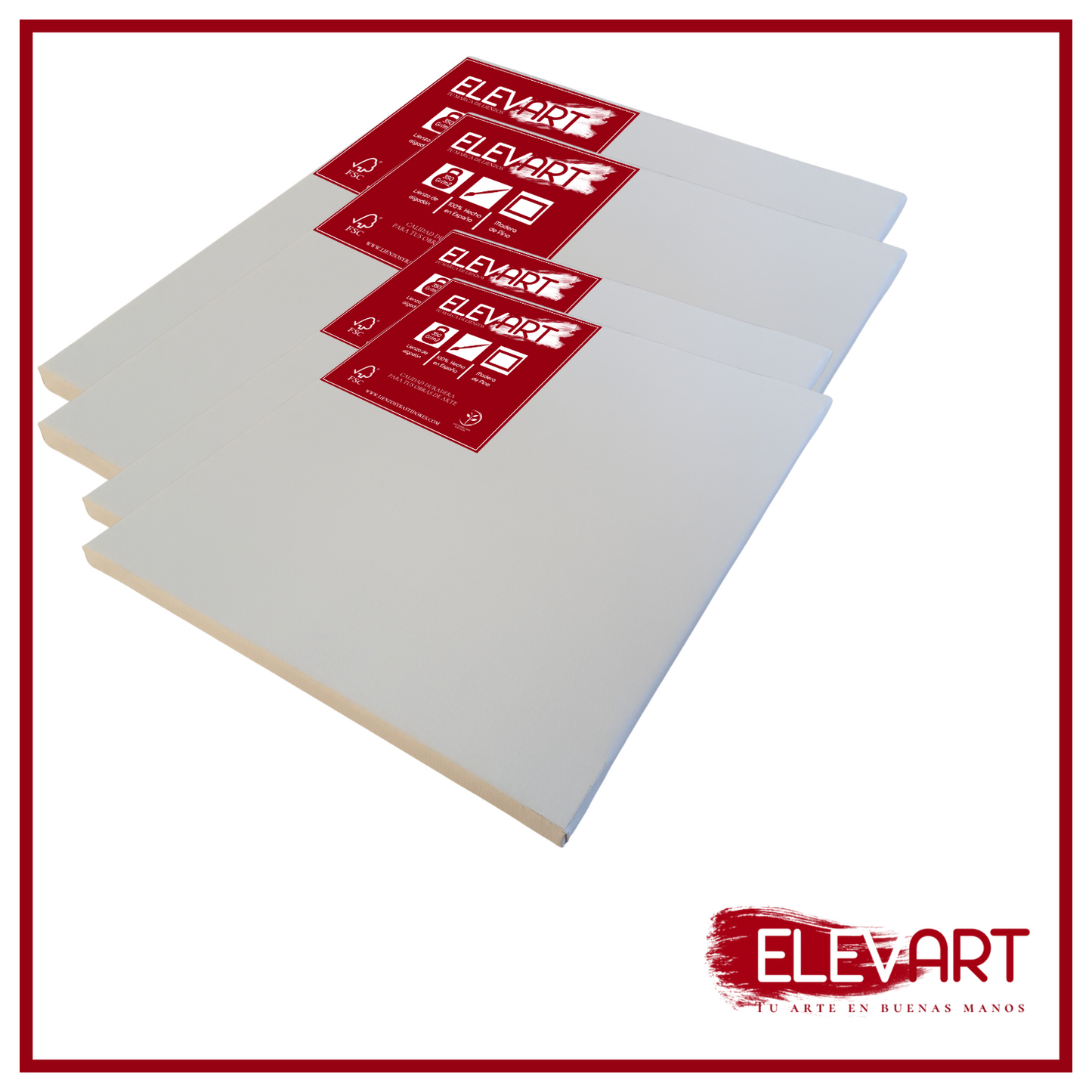 ¡Quedan 3 Unidades!  Pack Profesional de 4 Lienzos:  2 Lienzos de 70x50cm en madera de 47x16mm + 2 Lienzos de 40x30cm en madera de 47x16mm + Lino Belga