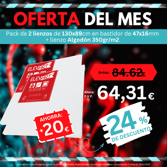 |Oferta Del Mes| Pack de 2 lienzos 130x89cm en 47x16mm | Unidades Limitadas|